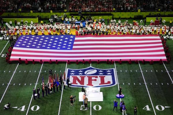 Jon Batiste performs the natio<em></em>nal anthem during before the NFL Super Bowl 59 football game between the Kansas City Chiefs and the Philadelphia Eagles, Sunday, Feb. 9, 2025, in New Orleans. 