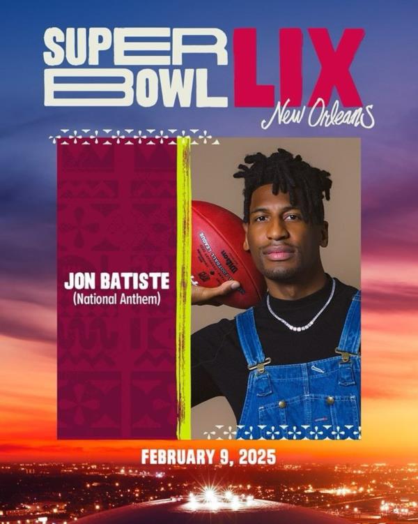 Jon Batiste's Super Bowl announcement. 