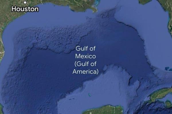 A Google Maps screenshot of the Gulf of Mexico (Gulf of America)