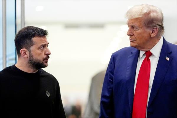 Do<em></em>nald Trump meets with Ukrainian President Volodymyr Zelenskyy at Trump Tower, on Sept. 27, 2024, in New York. (AP Photo/Julia Demaree Nikhinson, File)