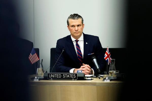 United States Secretary of Defense Pete Hegseth listens to opening statements during a meeting of the Ukraine Defense Co<em></em>ntact group at NATO headquarters in Brussels, Wednesday, Feb. 12, 2025. (AP Photo/Omar Havana)