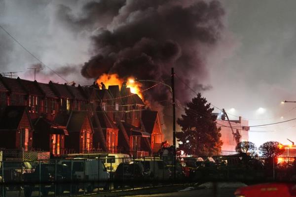 First respo<em></em>nders work the scene after a small plane crashed in Philadelphia, Friday, Jan. 31, 2025. (AP Photo/Matt Rourke)